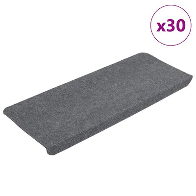VidaXL tapis d'escalier auto-adhésifs 30 pcs 65x24,5x3,5 cm gris