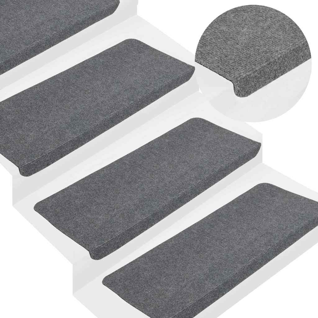 VidaXL tapis d'escalier auto-adhésifs 30 pcs 65x24,5x3,5 cm gris