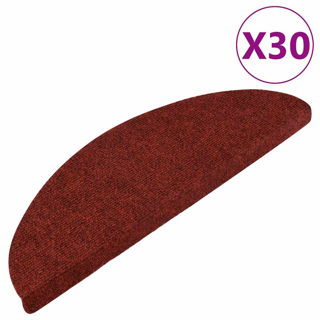 VidaXL tapis d'escalier auto-adhésifs 30 pcs 56x17x3 cm rouge