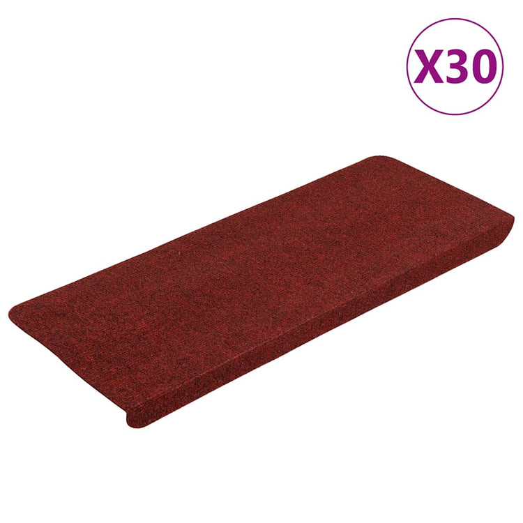VidaXL tapis d'escalier auto-adhésifs 30 pcs 65x22,5x3,5 cm rouge