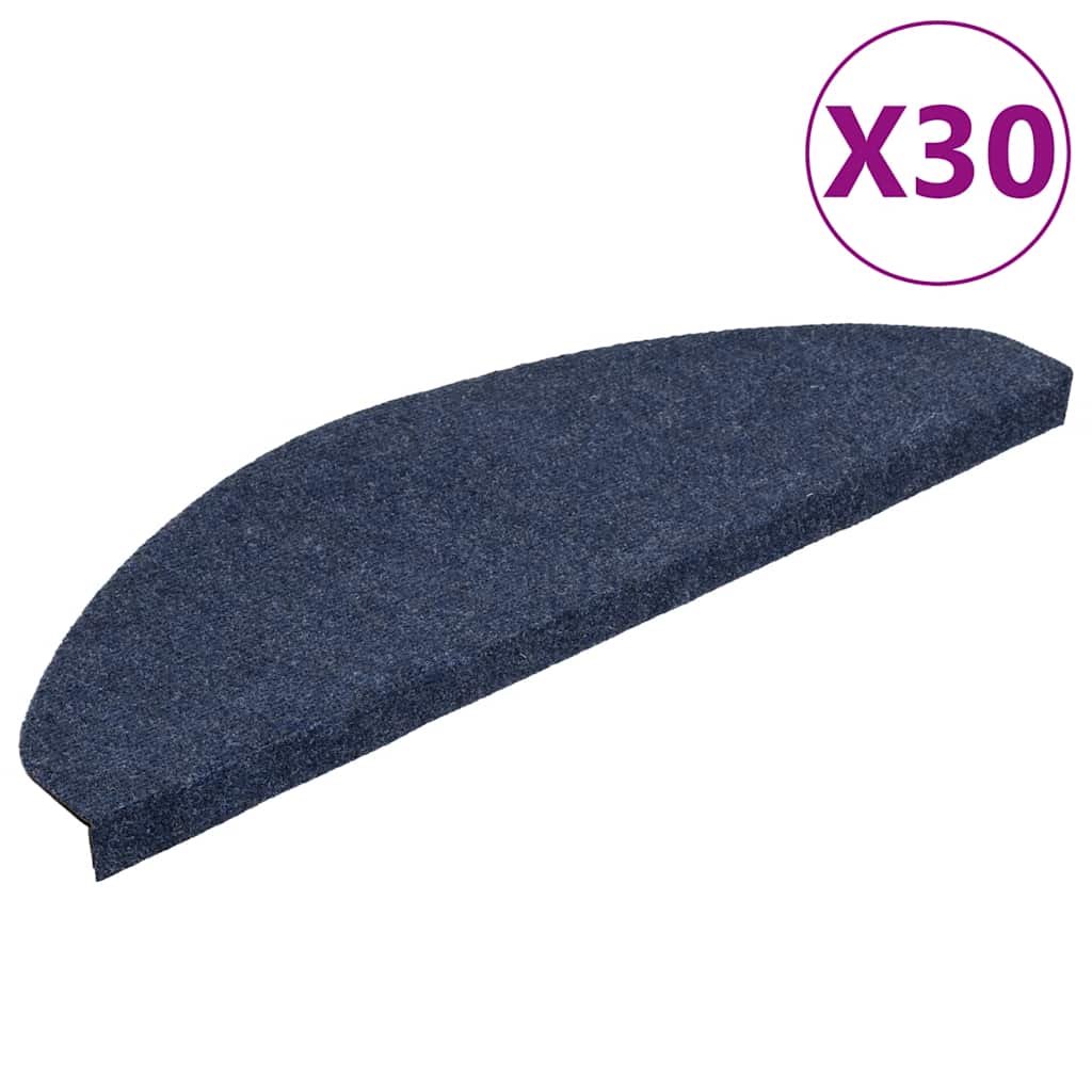 VidaXL tapis d'escalier auto-adhésifs 30 pcs 65x22,5x3,5 cm bleu
