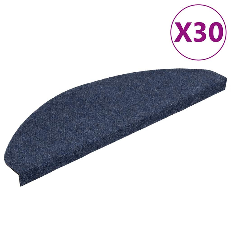 VidaXL tapis d'escalier auto-adhésifs 30 pcs 65x22,5x3,5 cm bleu