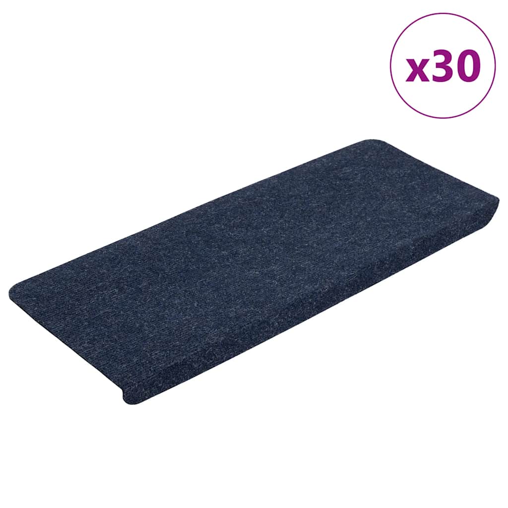 VidaXL tapis d'escalier auto-adhésifs 30 pcs 65x24,5x3,5 cm bleu