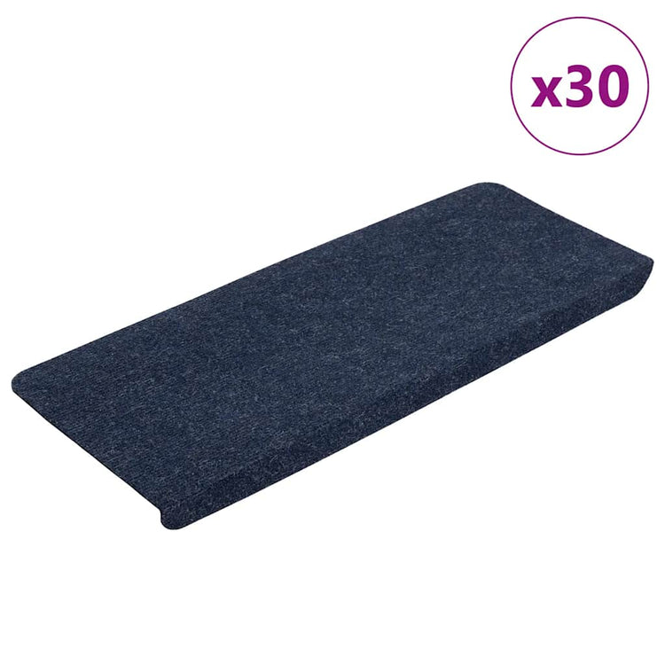 VidaXL tapis d'escalier auto-adhésifs 30 pcs 65x24,5x3,5 cm bleu
