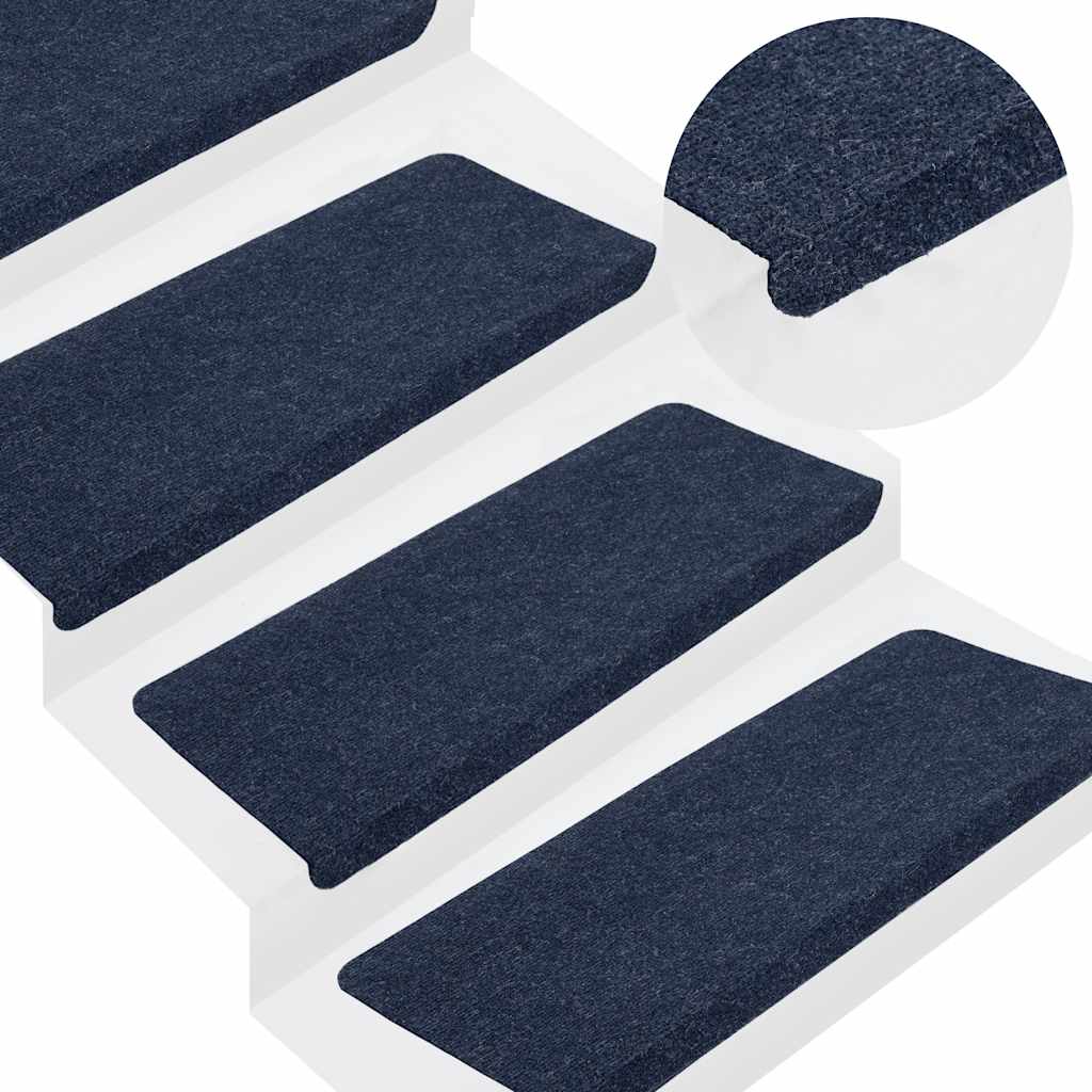 VidaXL tapis d'escalier auto-adhésifs 30 pcs 65x24,5x3,5 cm bleu
