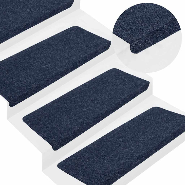 VidaXL tapis d'escalier auto-adhésifs 30 pcs 65x24,5x3,5 cm bleu
