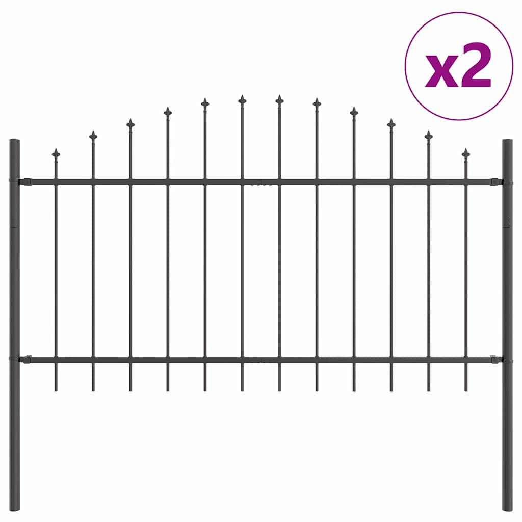 Vidaxl clôture de jardin 2 pcs gris 170 x 140 cm acier enduit de poudre