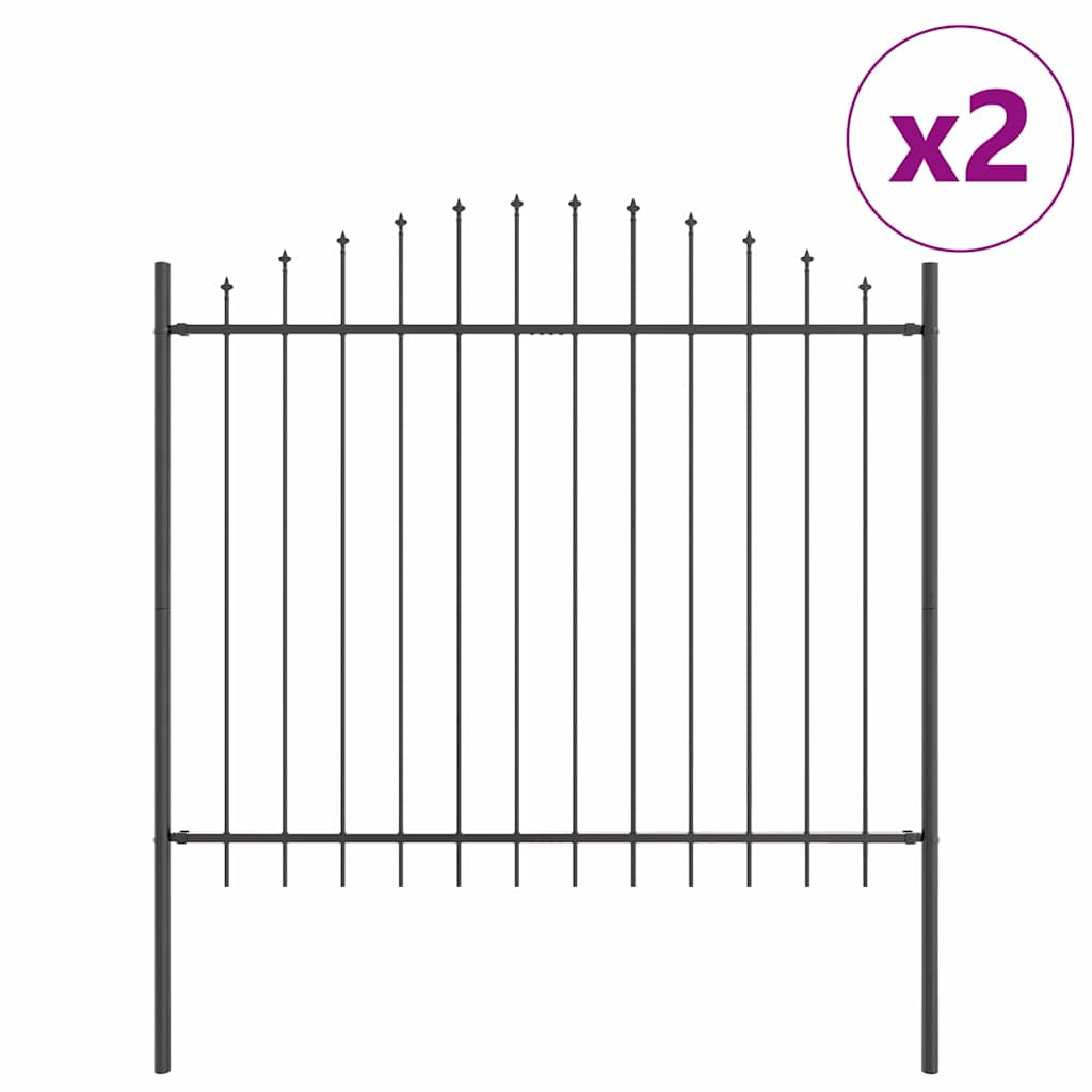 Vidaxl clôture de jardin 2 pcs gris 170 x 165 cm acier enduit de poudre
