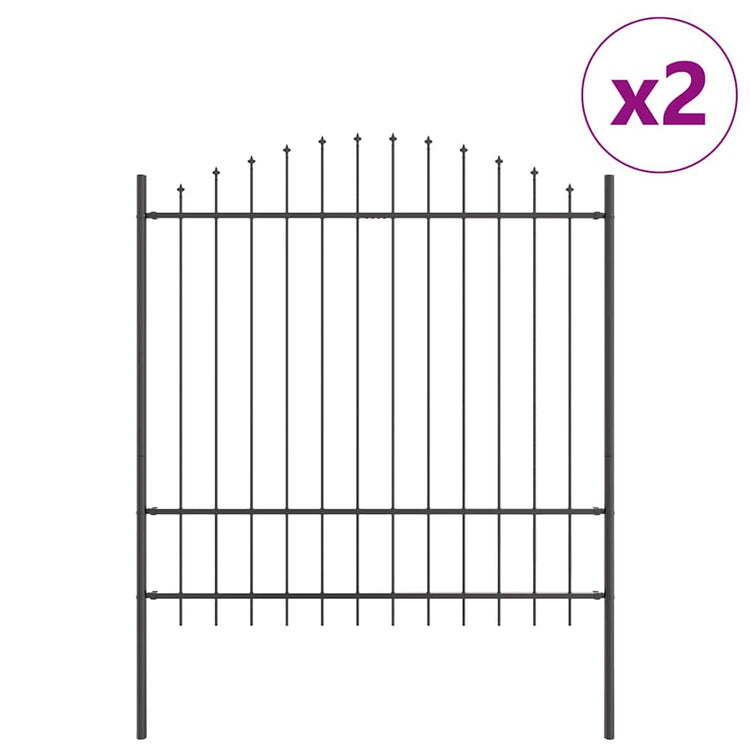 Vidaxl clôture de jardin 2 pcs gris 170 x 215 cm acier enduit de poudre