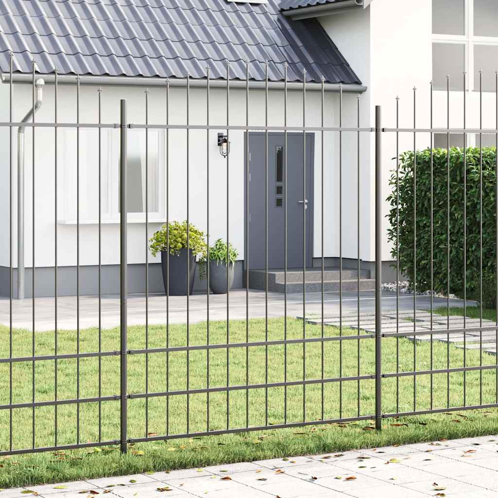 VidaXL clôture de jardin 2 pcs gris 170 x 225 cm acier enduit de poudre