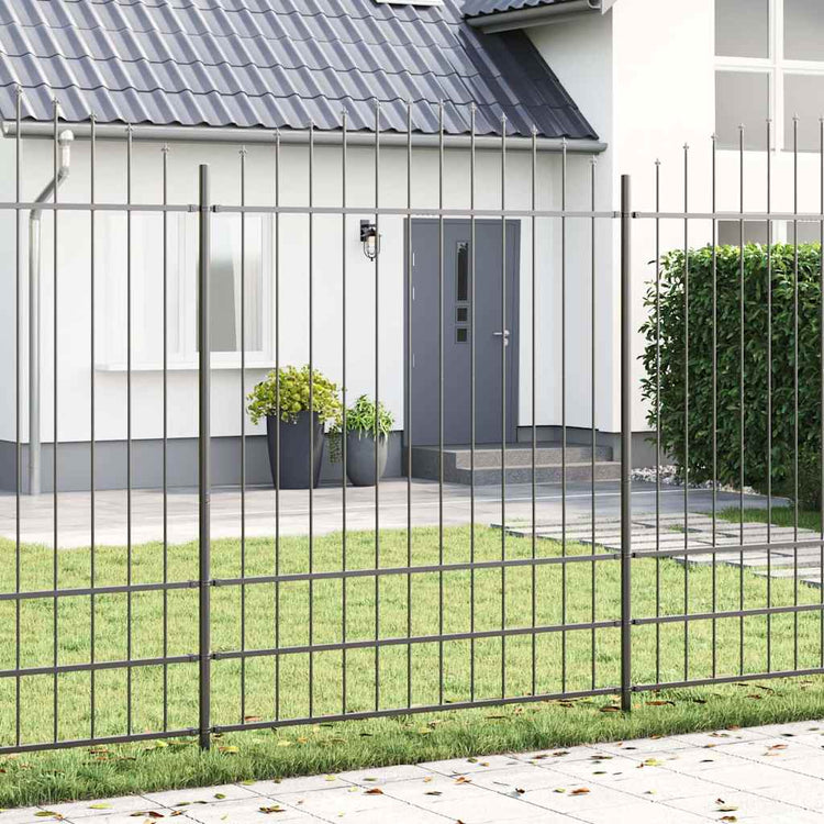 VidaXL clôture de jardin 2 pcs gris 170 x 225 cm acier enduit de poudre