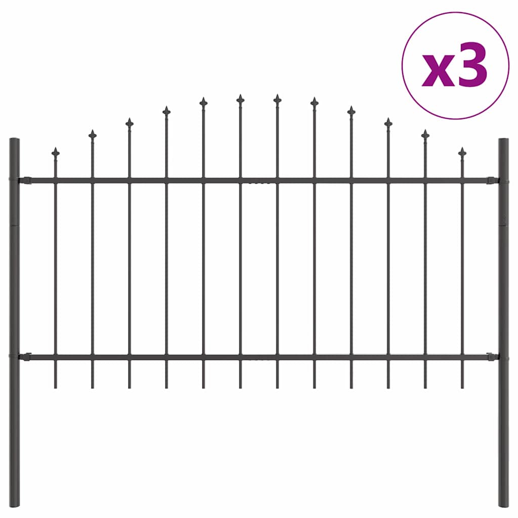 Vidaxl clôture de jardin 3 pcs gris 170 x 140 cm acier enduit de poudre