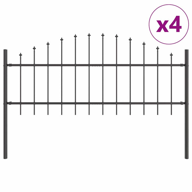 VidaXL clôture de jardin 4 pcs gris 170 x 140 cm acier enduit de poudre