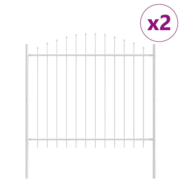 Vidaxl clôture de jardin 2 pcs blanc 170 x 190 cm acier enduit de poudre