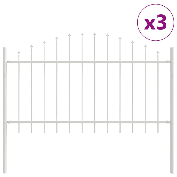 Vidaxl clôture de jardin 3 pcs blanc 170 x 140 cm acier thermolaqué