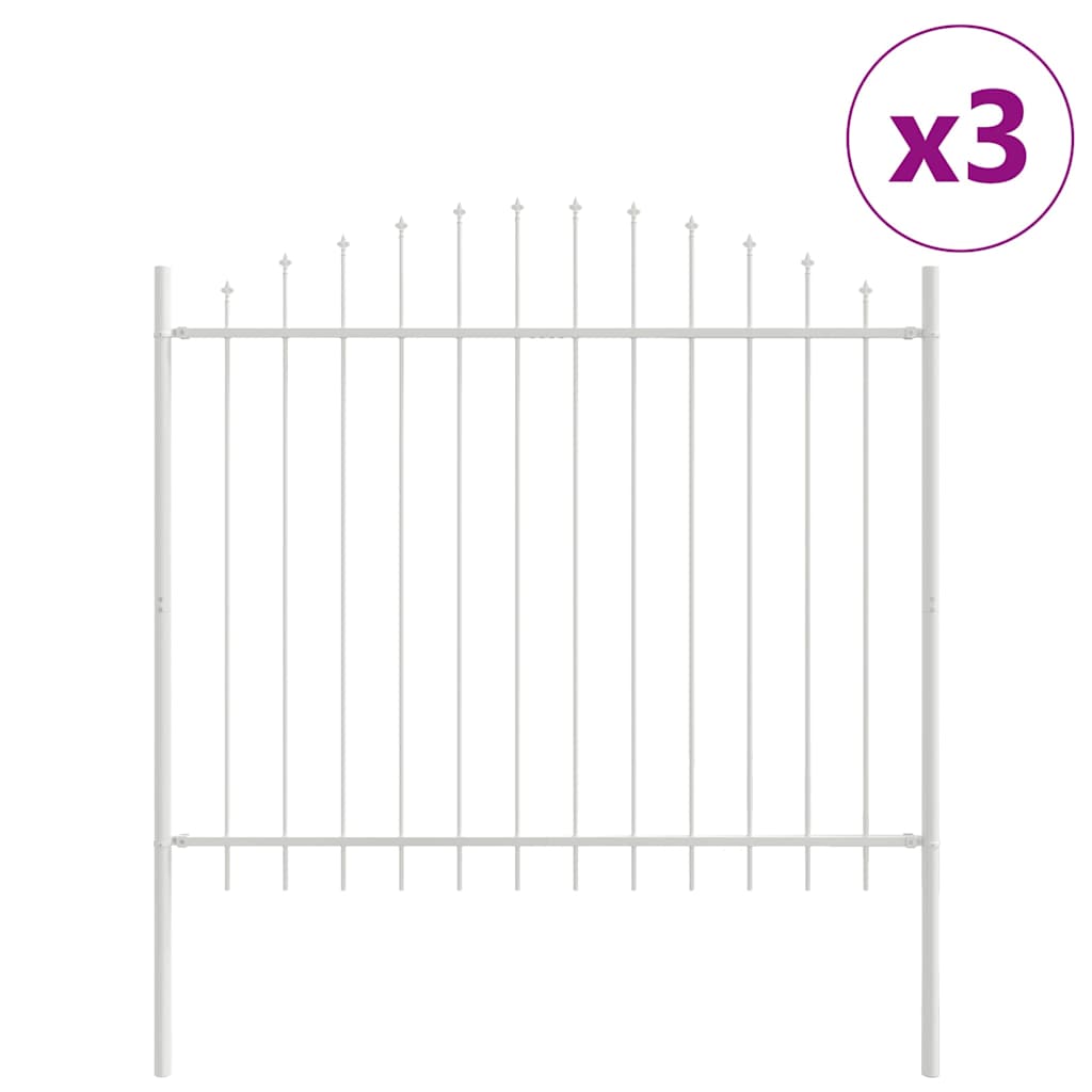 Vidaxl clôture de jardin 3 pcs blanc 170 x 190 cm acier thermolaqué