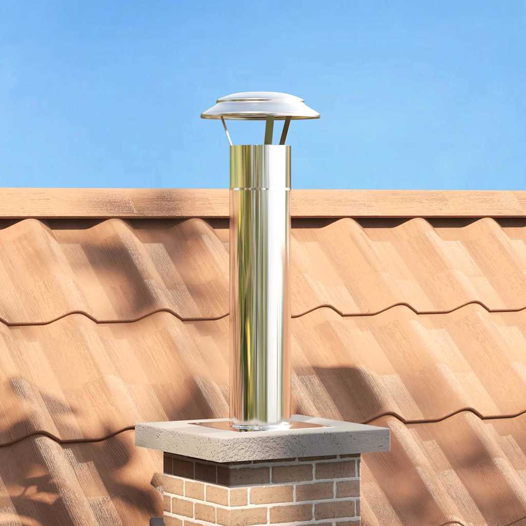 Vidaxl rallonge de tête de cheminée argent 24 x 24 x 50 cm acier inoxydable