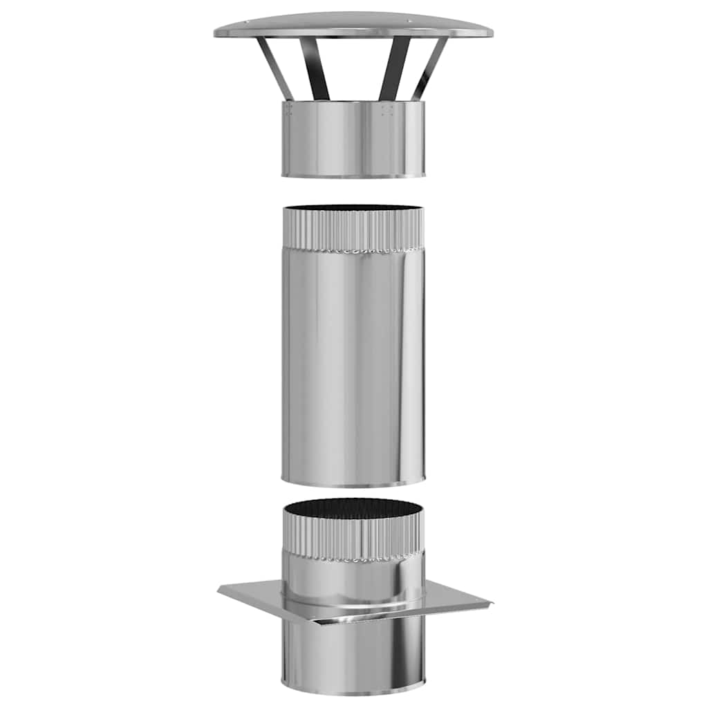 Vidaxl rallonge de cheminée argent 35 x 35 x 65 cm acier inoxydable