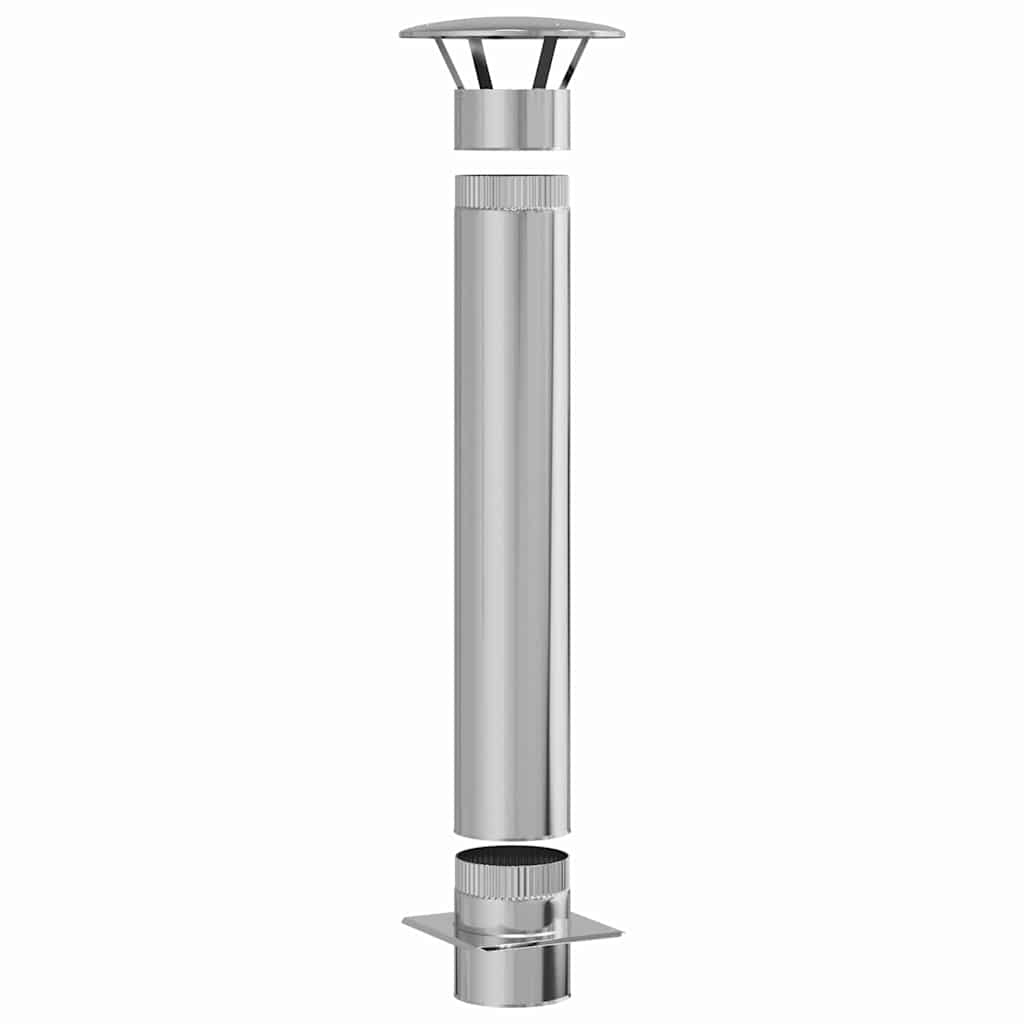 Vidaxl rallonge de cheminée argent 35 x 35 x 132 cm acier inoxydable