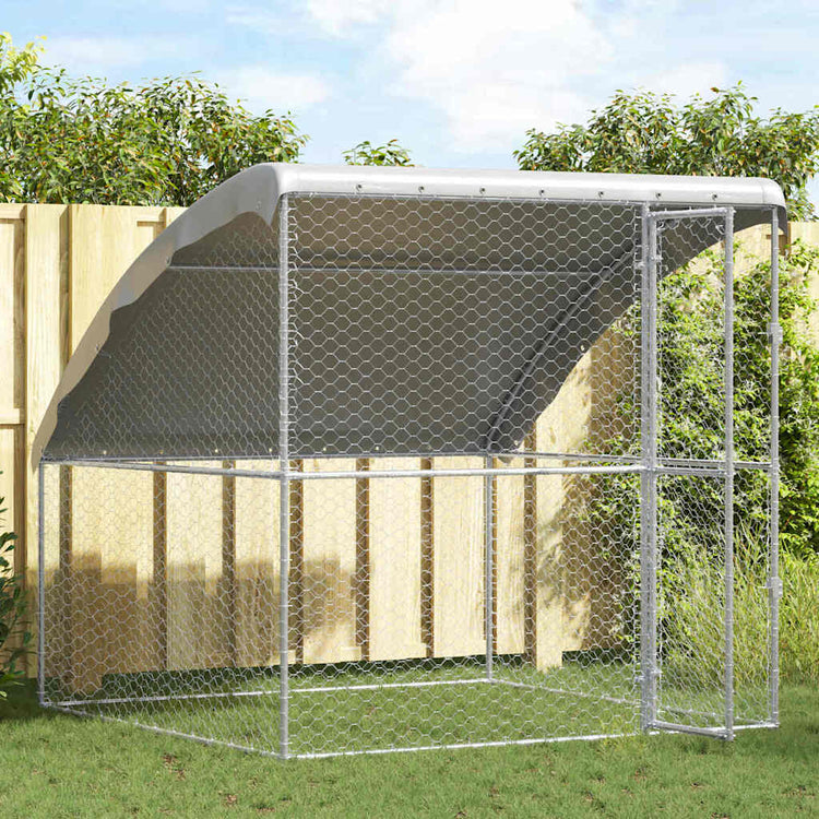 Vidaxl niche pour chien avec rangement argent 2 x 2 x 2 m en acier galvanisé