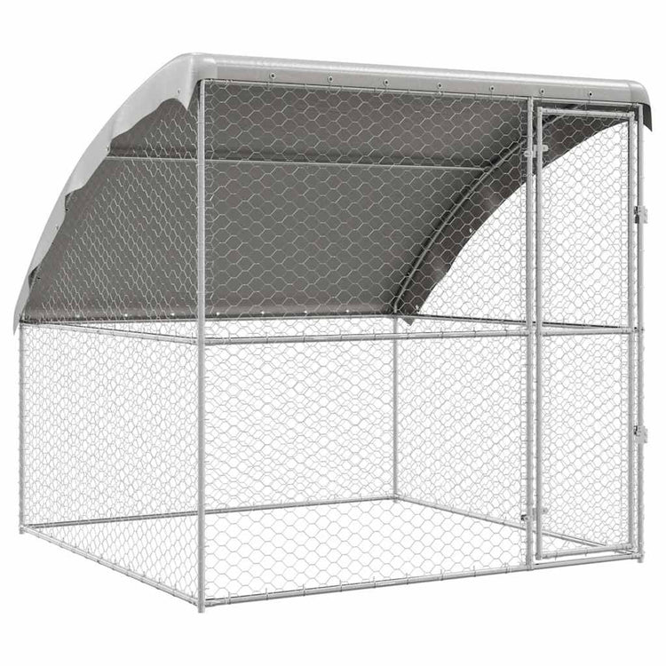 Vidaxl niche pour chien avec rangement argent 2 x 2 x 2 m en acier galvanisé
