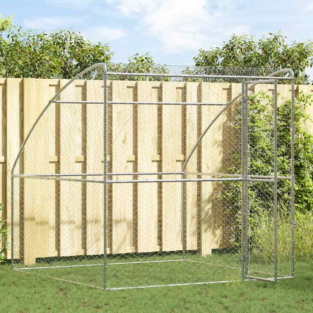 Vidaxl niche pour chien avec rangement argent 2 x 2 x 2 m en acier galvanisé