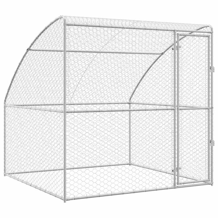 Vidaxl niche pour chien avec rangement argent 2 x 2 x 2 m en acier galvanisé