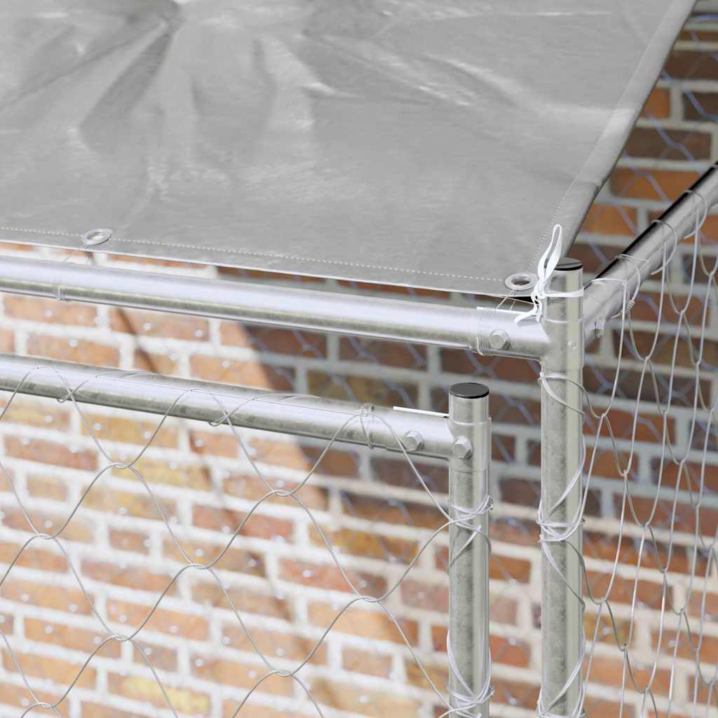 VidaXL cage pour chien avec toit argent 200 x 200 x 258 cm acier et PE