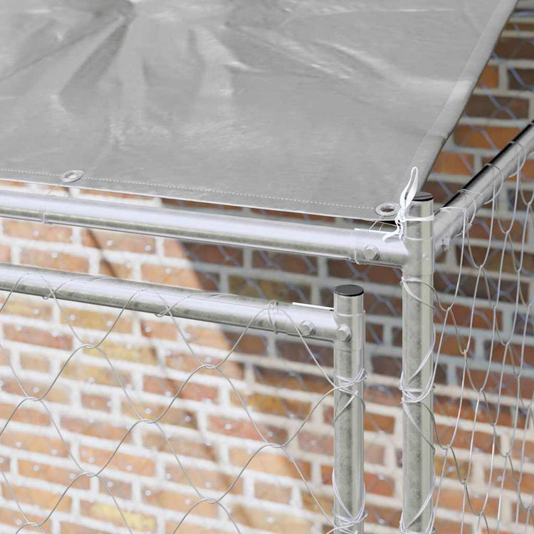 VidaXL cage pour chien avec toit argent 200 x 200 x 258 cm acier et PE
