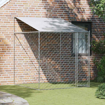 VidaXL cage pour chien avec toit argent 200 x 200 x 258 cm acier et PE