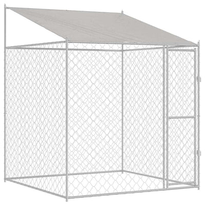 VidaXL cage pour chien avec toit argent 200 x 200 x 258 cm acier et PE