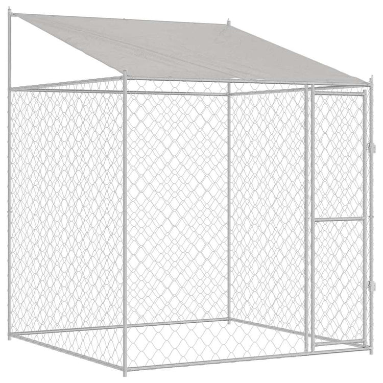 VidaXL cage pour chien avec toit argent 200 x 200 x 258 cm acier et PE