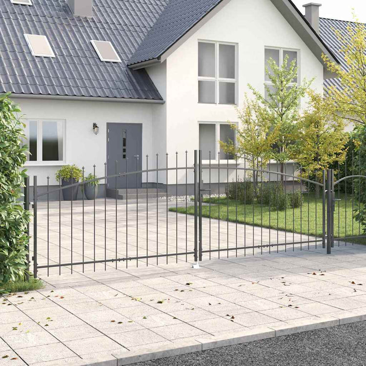 Vidaxx portail double avec serrure gris 400 x 199,5 cm acier