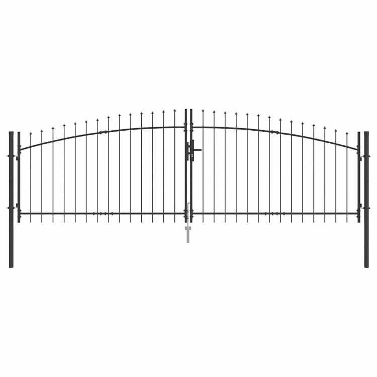 Vidaxx portail double avec serrure gris 400 x 199,5 cm acier