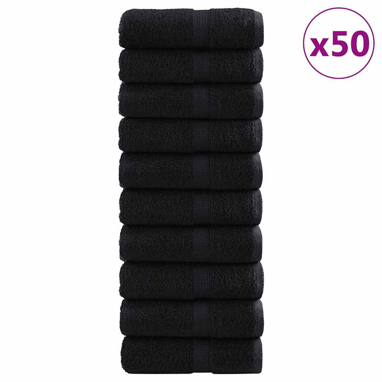 VidaXL serviette invité solund 50 pcs noir 30 x 50 cm 550 g/m²