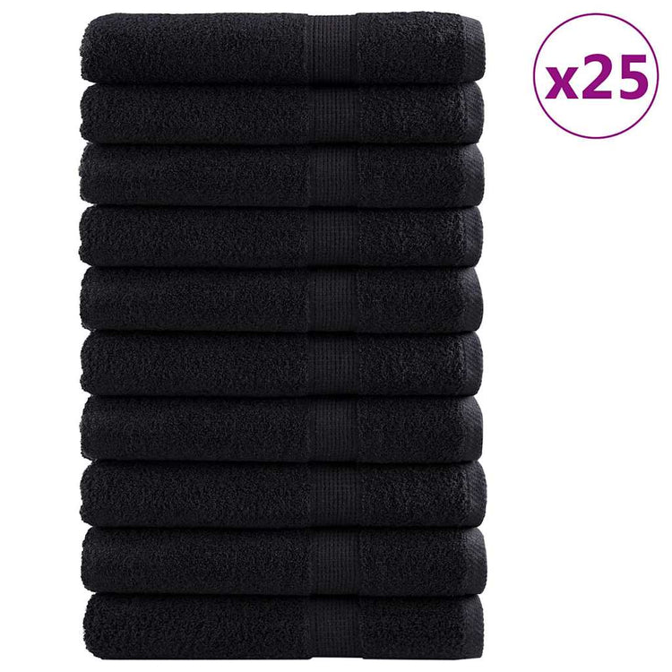 VidaXL serviette invité solund 25 pcs noir 100 x 200 cm 550 g/m²