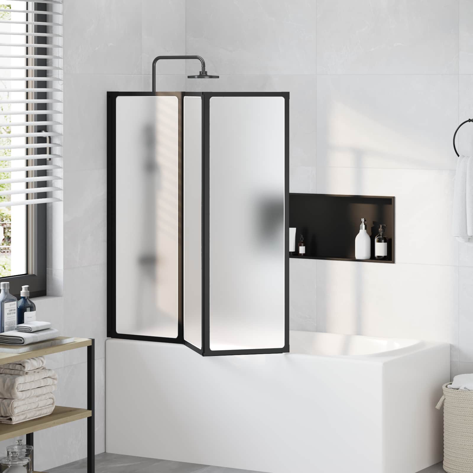 Vidaxx paroi de douche noir 120 x 2 x 117 cm aluminium