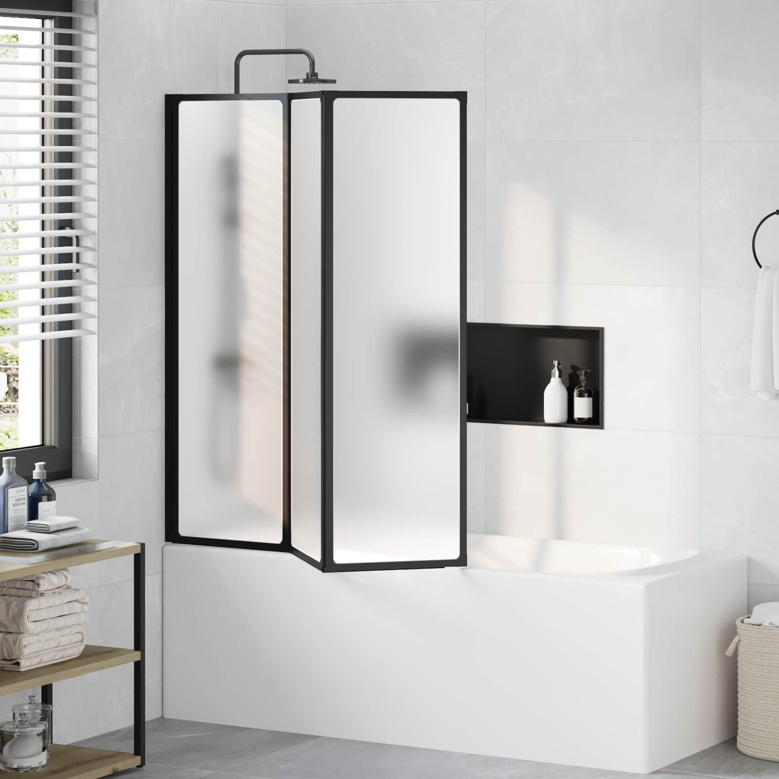 Vidaxx paroi de douche noir 132 x 2 x 140 cm aluminium