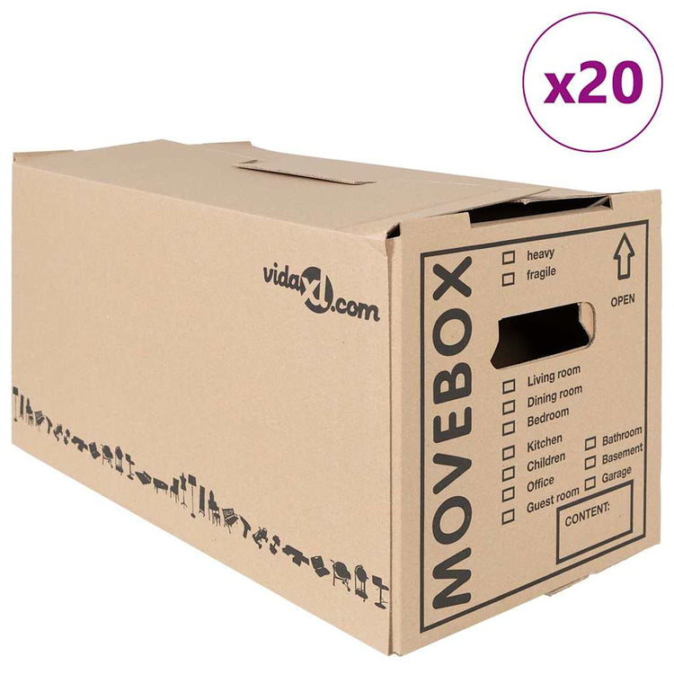Vidaxl carton de déménagement 20 pcs naturel 59 x 31,5 x 31,5 cm carton