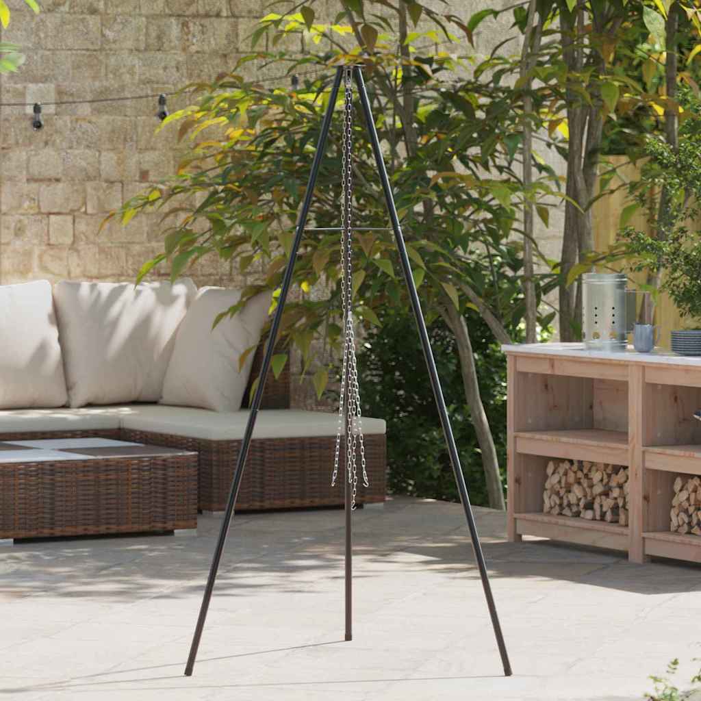 VidaXL trépied de feu de camp noir 92 x 92 x 171,5 cm acier