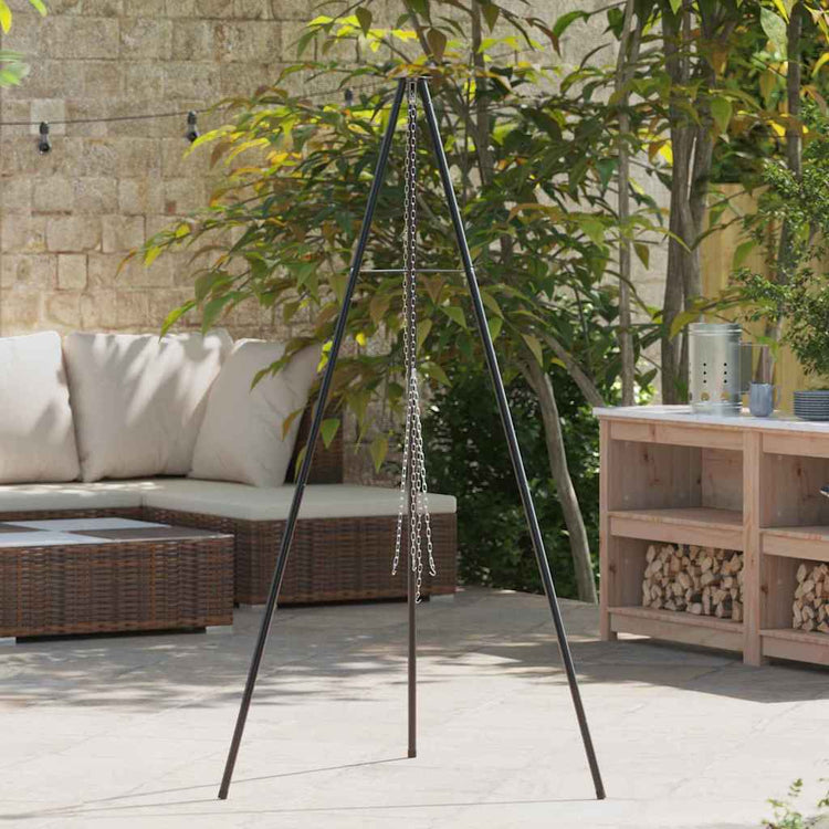 VidaXL trépied de feu de camp noir 92 x 92 x 171,5 cm acier
