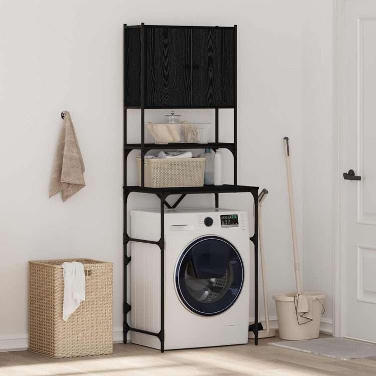 Vidaxx meuble pour machine à laver noir 0ak 68 x 48,5 x 194 cm bois d'ingénierie