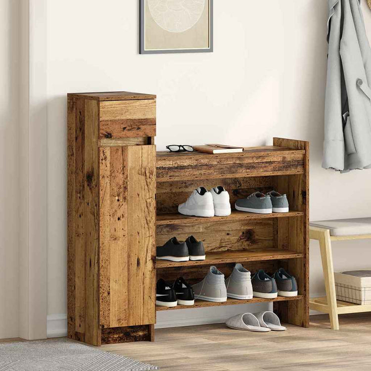 Vidaxxl meuble à chaussures avec tiroir vieux bois 100,5 x 28 x 100 cm bois d'ingénierie