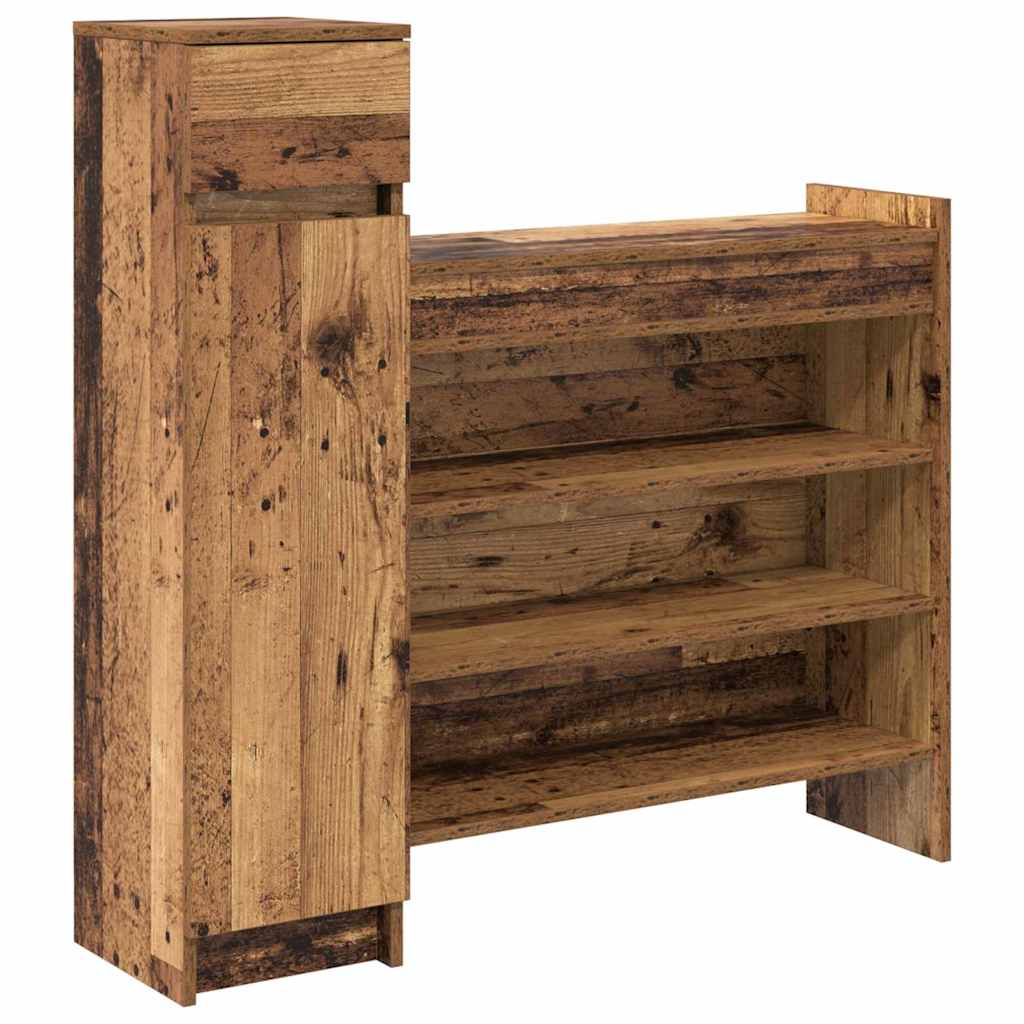 Vidaxxl meuble à chaussures avec tiroir vieux bois 100,5 x 28 x 100 cm bois d'ingénierie