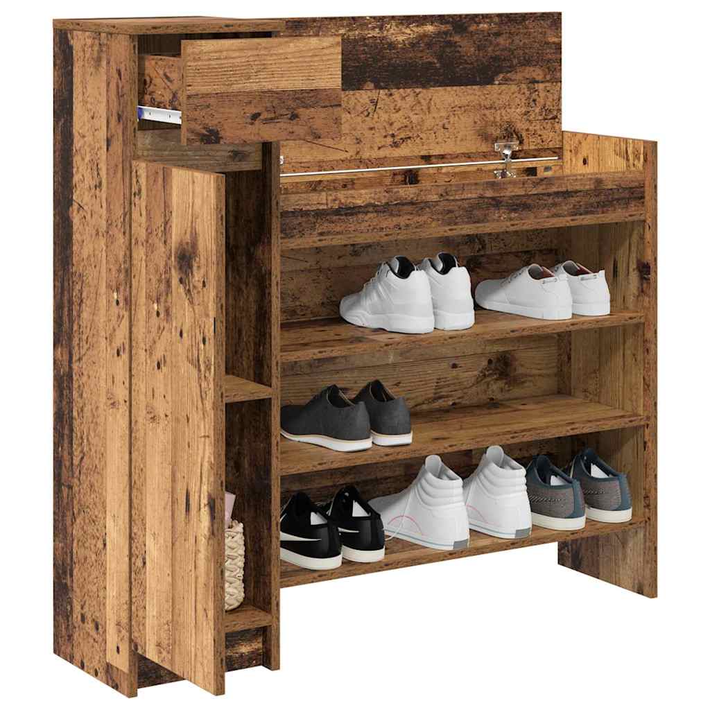 Vidaxxl meuble à chaussures avec tiroir vieux bois 100,5 x 28 x 100 cm bois d'ingénierie
