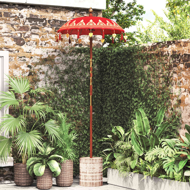 Vidaxl parasol balinais avec pied rouge 95 x 95 x 260 cm