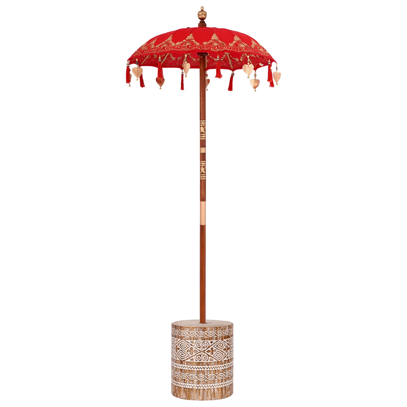Vidaxl parasol balinais avec pied rouge 95 x 95 x 260 cm