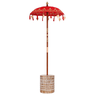 Vidaxl parasol balinais avec pied rouge 95 x 95 x 260 cm