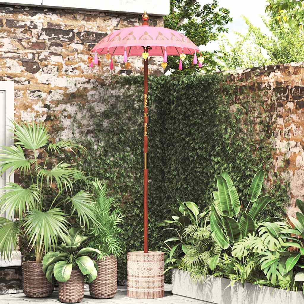 Vidaxl Parasol balinais avec pied rose 95 x 95 x 260 cm