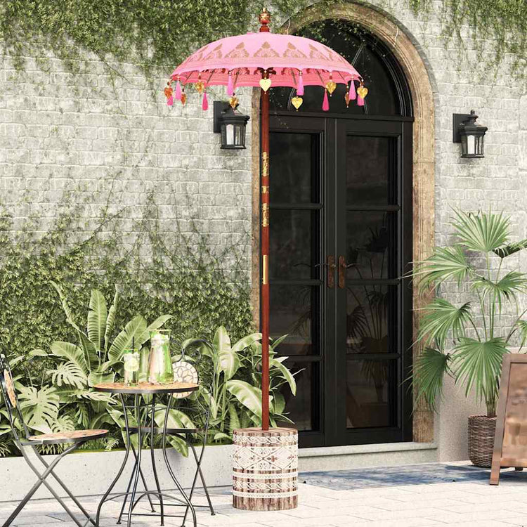 Vidaxl Parasol balinais avec pied rose 95 x 95 x 260 cm